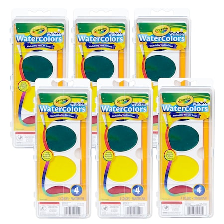 Crayola Jumbo Washable Watercolor Set, 4 colors, PK6 00500